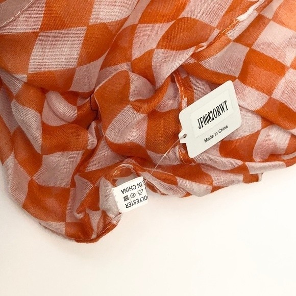 Orange & White Spirit Checkerboard Infinity Scarf - Picture 4 of 5